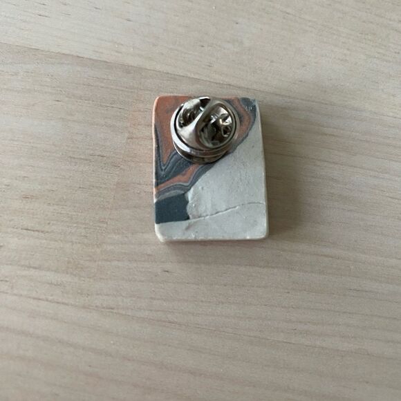 Glazed Ceramic Handmade Rectangular Pin - Picture 2 of 3